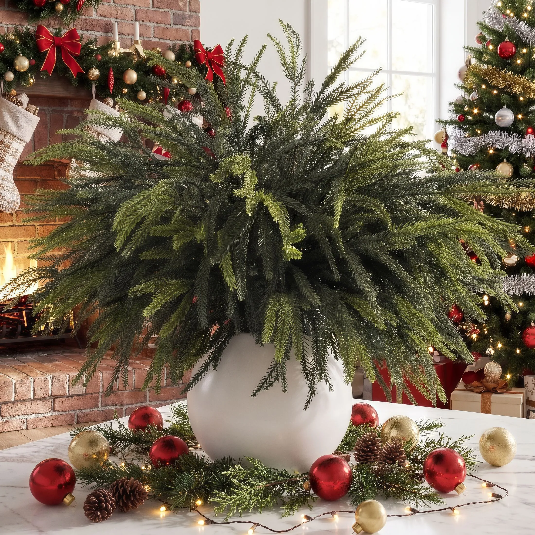 Artificial Christmas Greenery Set, 16 Pieces, Real Touch Sprays (2-Pack)